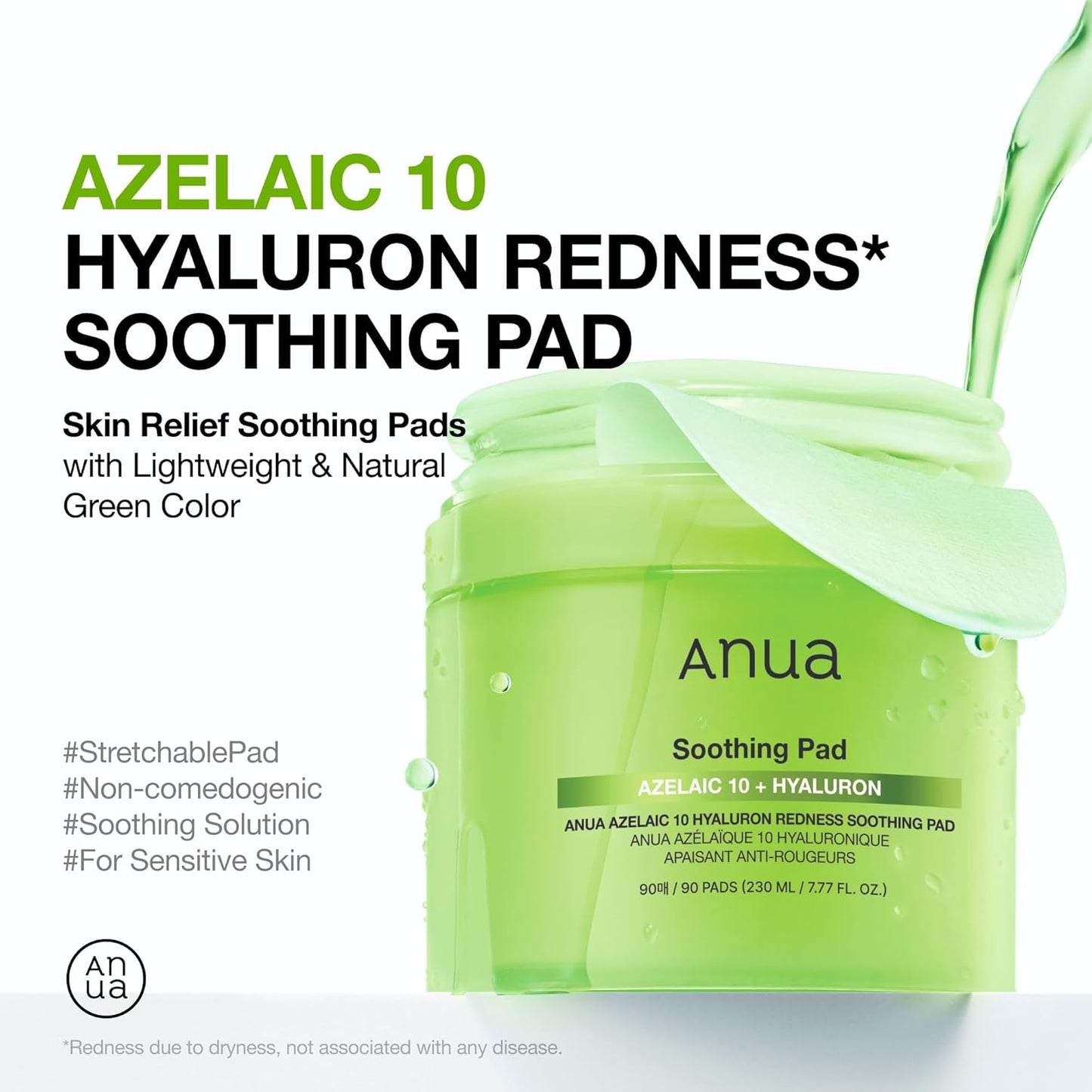 ANUA SOOTHING PAD Azelaic 10 + Hyaluron 90 pads (230ml / 7.77 Fl.oz)